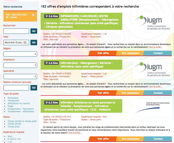 Géolocalisation dans les offres d'emploi - emploisprofessionnelsensante.com